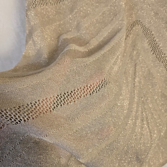 Umgee Women's L Sweater Beige Metallic Pullover Cowl Neck Shimmer New Year's Eve - Picture 6 of 10